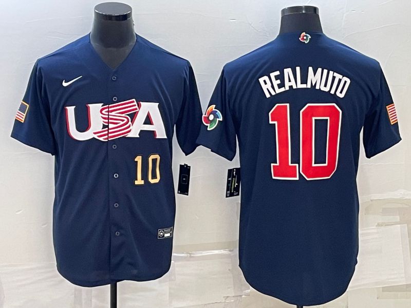 Men 2023 World Cub USA #10 Realmuto Blue Nike MLB Jersey2->more jerseys->MLB Jersey